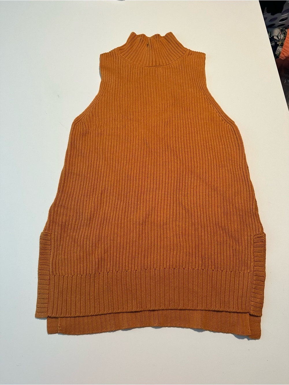 kensie orange sleeveless turtleneck sweater